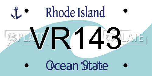 VR143 Rhode Island License Plate