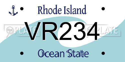 VR234 Rhode Island License Plate