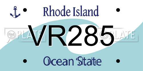 VR285 Rhode Island License Plate