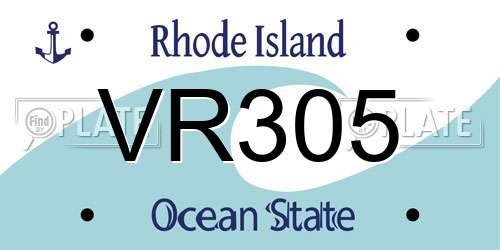 VR305 Rhode Island License Plate