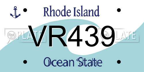 VR439 Rhode Island License Plate
