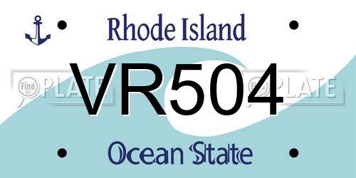 VR504 Rhode Island License Plate