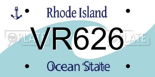 VR626 Rhode Island License Plate