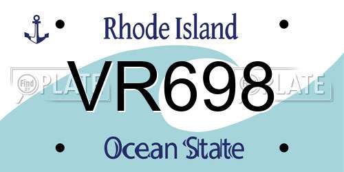 VR698 Rhode Island License Plate