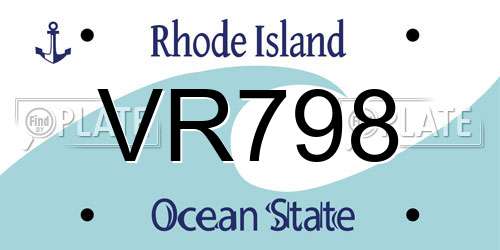 VR798 Rhode Island License Plate
