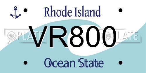 VR800 Rhode Island License Plate