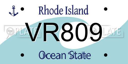 VR809 Rhode Island License Plate