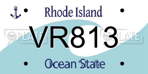 VR813 Rhode Island License Plate