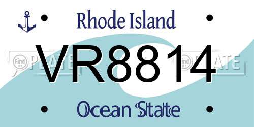 VR8814 Rhode Island License Plate