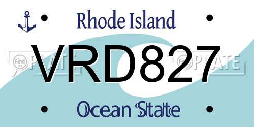 VRD827 Rhode Island License Plate