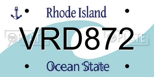 VRD872 Rhode Island License Plate