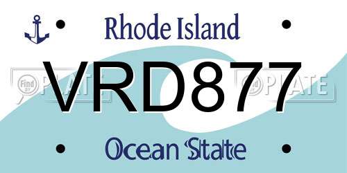 VRD877 Rhode Island License Plate