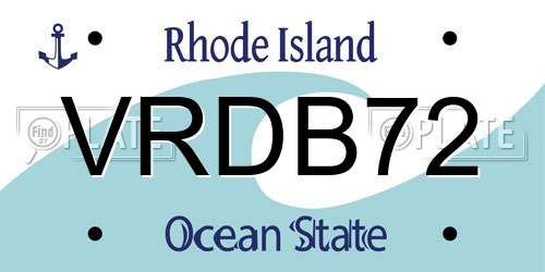 VRDB72 Rhode Island License Plate