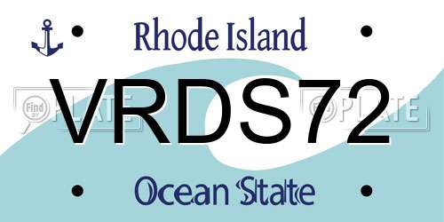 VRDS72 Rhode Island License Plate