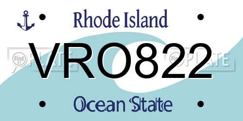 VRO822 Rhode Island License Plate