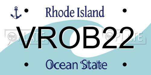 VROB22 Rhode Island License Plate