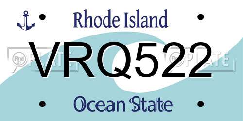 VRQ522 Rhode Island License Plate
