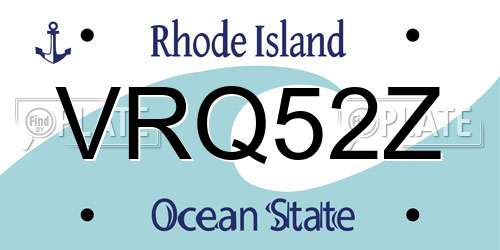 VRQ52Z Rhode Island License Plate