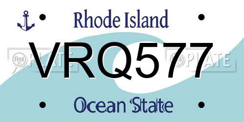 VRQ577 Rhode Island License Plate