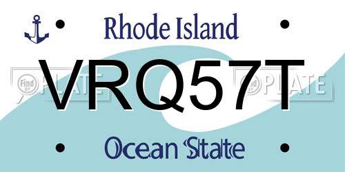 VRQ57T Rhode Island License Plate