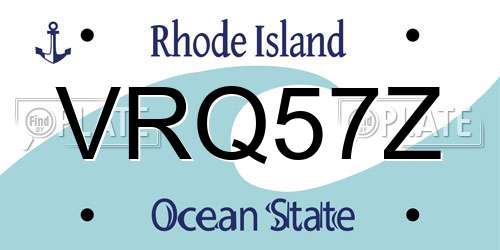 VRQ57Z Rhode Island License Plate