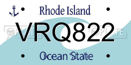 VRQ822 Rhode Island License Plate