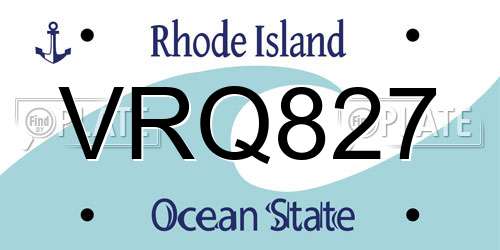 VRQ827 Rhode Island License Plate