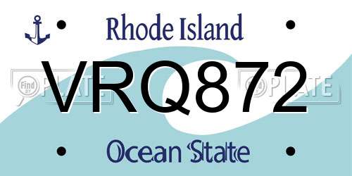 VRQ872 Rhode Island License Plate