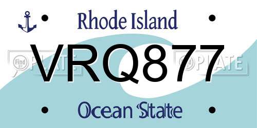 VRQ877 Rhode Island License Plate