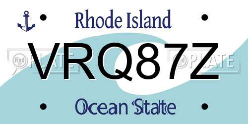 VRQ87Z Rhode Island License Plate