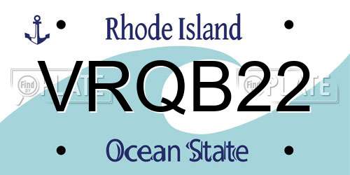 VRQB22 Rhode Island License Plate