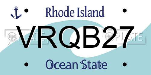 VRQB27 Rhode Island License Plate