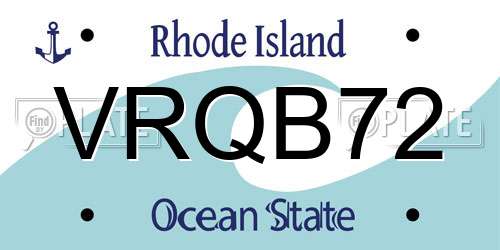 VRQB72 Rhode Island License Plate