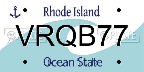VRQB77 Rhode Island License Plate