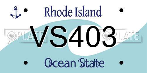 VS403 Rhode Island License Plate