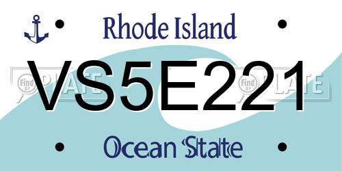 VS5E221 Rhode Island License Plate