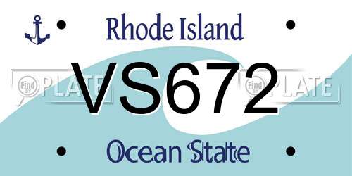 VS672 Rhode Island License Plate