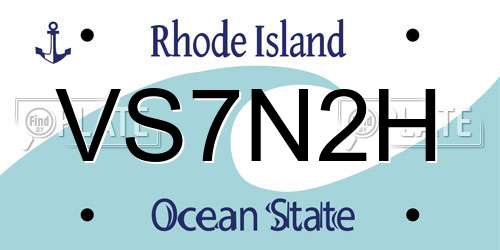 VS7N2H Rhode Island License Plate
