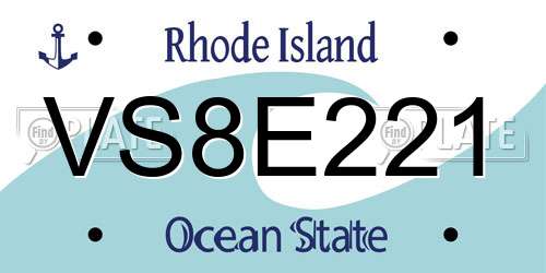 VS8E221 Rhode Island License Plate