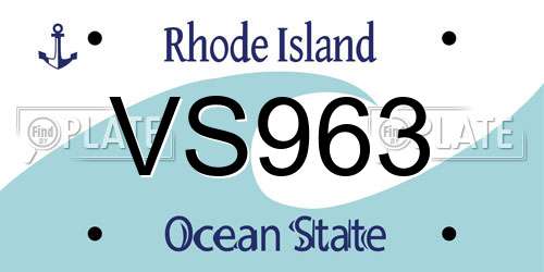 VS963 Rhode Island License Plate