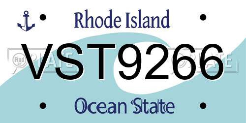 VST9266 Rhode Island License Plate
