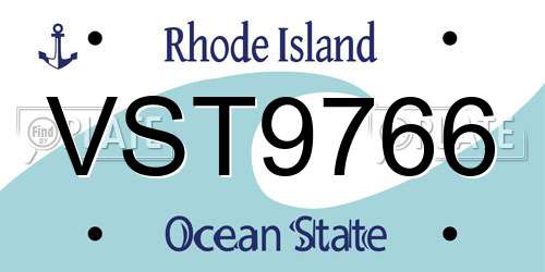 VST9766 Rhode Island License Plate
