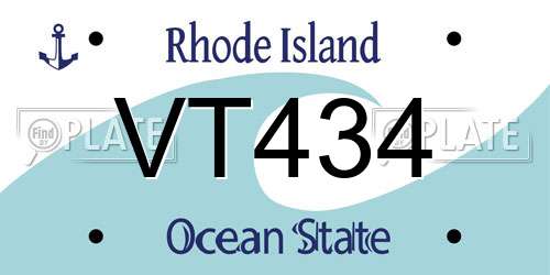 VT434 Rhode Island License Plate