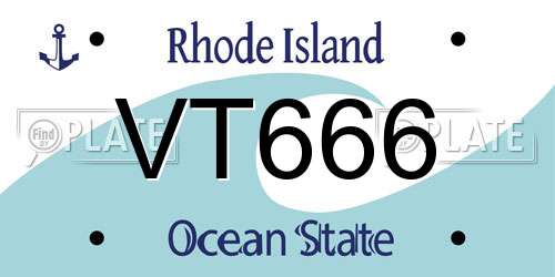 VT666 Rhode Island License Plate
