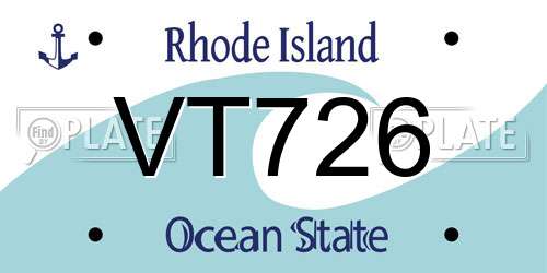 VT726 Rhode Island License Plate