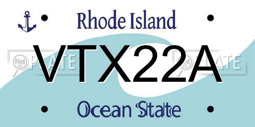 VTX22A Rhode Island License Plate