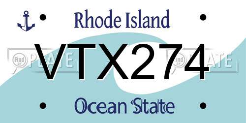 VTX274 Rhode Island License Plate
