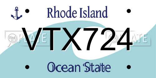 VTX724 Rhode Island License Plate