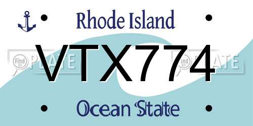 VTX774 Rhode Island License Plate