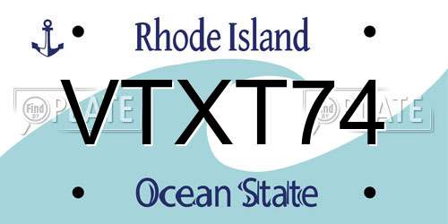 VTXT74 Rhode Island License Plate